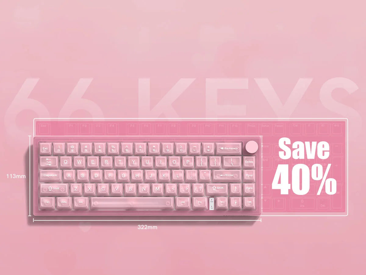 Womier VK66 PRO Pink Hot Swap Gaming Keyboard Gasket Mount RGB Gamer Keyboard Wired QMK/VIA Mechanical Keyboard for Win Mac PC