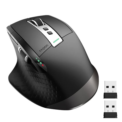Rapoo MT710L Multi-Mode Rechargeable Wireless Bluetooth Mouse, Ergonomic 4000 DPI Wireless Mouse for Up to 4 Devices with Programmable Buttons