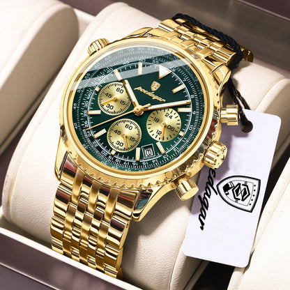 POEDAGAR luxury men’s watches Date chronograph in stainless steel Sport men’s watch, water-resistant, luminous Quartz military-style men’s watch