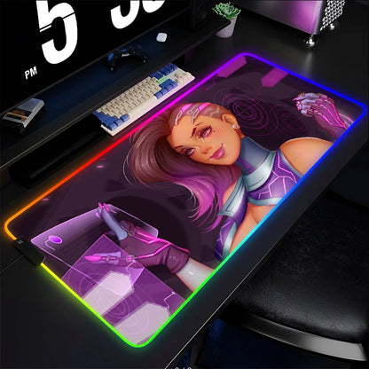 Mouse Pad Gamer Keyboard Pad Overwatch Sombra Desk Mouse Mat LED Carpet Rubber Gaming RGB Notebook Kawaii Mousepad