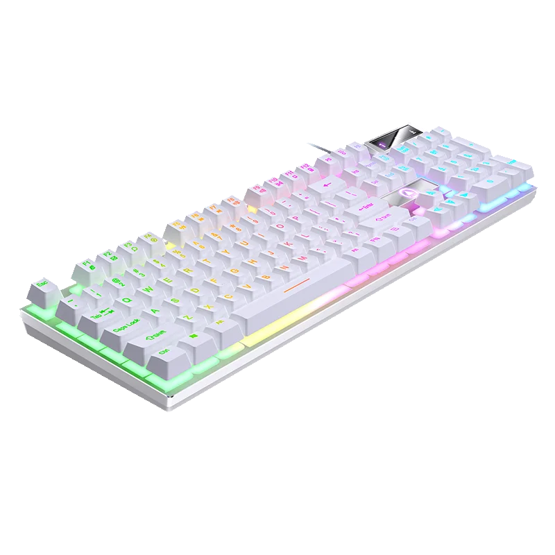 Kabelgebundene USB-Gaming-Tastatur mit Hintergrundbeleuchtung, 104-Tasten-Gamer-Tastatur für Computer/Laptop/PC, ergonomisches Design, Office-Gaming-Zubehör