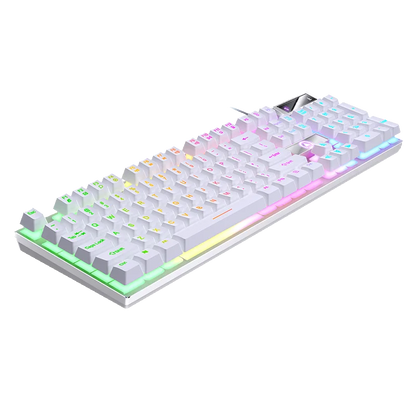 Kabelgebundene USB-Gaming-Tastatur mit Hintergrundbeleuchtung, 104-Tasten-Gamer-Tastatur für Computer/Laptop/PC, ergonomisches Design, Office-Gaming-Zubehör