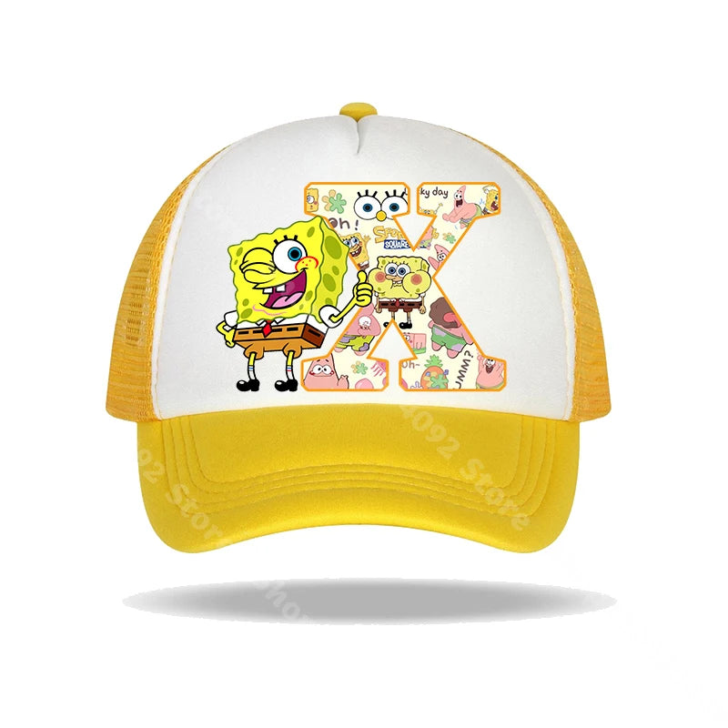 Καπέλο μπέιζμπολ SpongeBob SquarePants για παιδιά και ενήλικες με τυπωμένα γράμματα, καπέλα ηλίου, anime, καρτούν, ρυθμιζόμενα καπέλα με γείσο, καλοκαιρινό καπέλο για καθημερινή χρήση, νέο