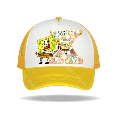 Καπέλο μπέιζμπολ SpongeBob SquarePants για παιδιά και ενήλικες με τυπωμένα γράμματα, καπέλα ηλίου, anime, καρτούν, ρυθμιζόμενα καπέλα με γείσο, καλοκαιρινό καπέλο για καθημερινή χρήση, νέο