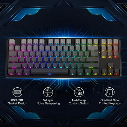 Redragon K707 PRO GB 80% Gasket RGB Gaming 3-Modes Wireless TKL Mechanical Hot-Swap Noise Dampening Keyboard, Mint Mambo Switch