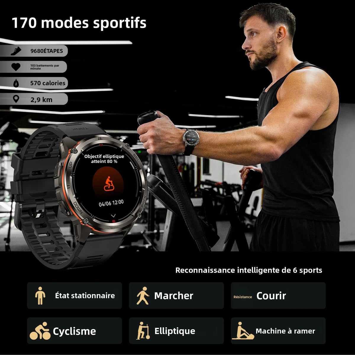Ceas inteligent KOSPET TANK T3 Ultra 2 pentru bărbați, cu GPS, din oțel inoxidabil, rezistent la apă până la 50 m, IP69K, monitor de sănătate, compatibil cu Android și iOS