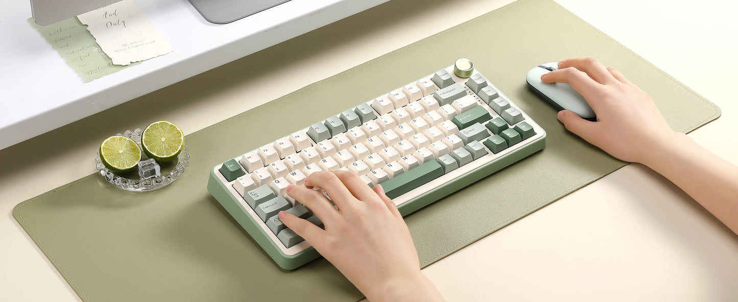 YUNZII B75 PRO Green Mechanical Gaming Keyboard, Gasket 75 Knob RGB Keyboard, BT/Wired/Wireless  Hot-Swap Custom Creamy Keyboard