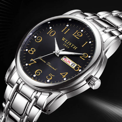 Montre de luxe pour femme, montre à quartz, montre-bracelet numérique, étanche, avec calendrier et affichage lumineux; style mode et professionnel, convient aussi aux hommes.