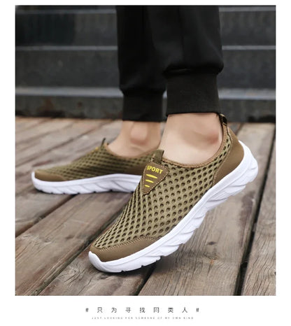 YRZL Lightweight Men's Casual Shoes, Breathable Slip-On Male Casual Sneakers, Anti-Slip Men's Flats, Outdoor Walking Shoes Size 39-46