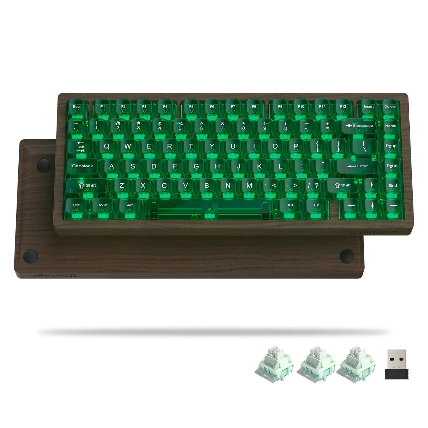 Womier WD75 QMK/VIA Gaming-Tastatur aus Holz, 8000mAh, kabellose mechanische Custom-RGB-Tastatur mit Tri-Mode und Hot-Swap-Funktion
