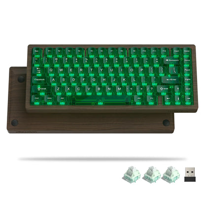 Womier WD75 QMK/VIA Gaming-Tastatur aus Holz, 8000mAh, kabellose mechanische Custom-RGB-Tastatur mit Tri-Mode und Hot-Swap-Funktion