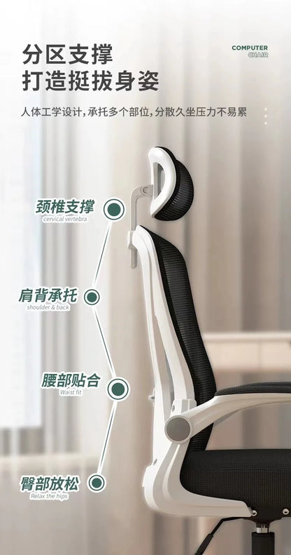 Computer Chair Home Comfort Backrest Lifting Study Chair Office Movable Lunch Break Ergonomic Office Chair