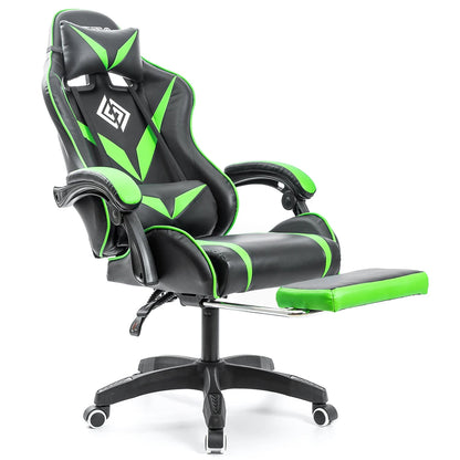200Lbs Load Gaming Chair with Massage Ergonomic Computer Chair Footrest and Lumbar Support Reclining PC Chair Adjustable Armrest