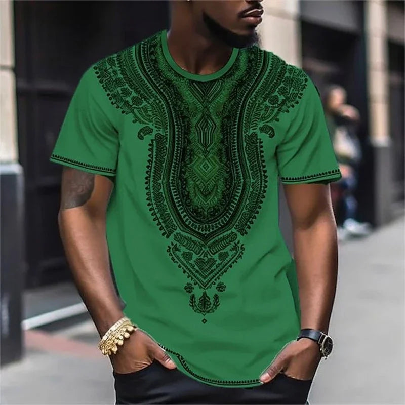 Herre-T-shirt med 3D-ulvprint, realistisk dyremotiv, rund hals, korte ærmer, cool streetwear, afslappet, åndbar T-shirt