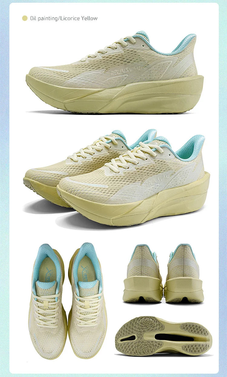IRUNSVAN Carbonfaser-Sneaker – Laufschuhe für Anfänger und Fortgeschrittene – atmungsaktiv und bequem – Trainingsschuhe mit dicker Sohle – Unisex 130