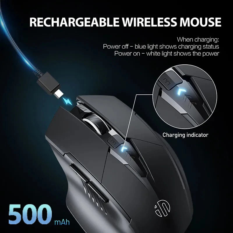 INPHIC F1 2.4G Wireless Mouse, 500mAh Ergonomic Rechargeable, Power Display, Office Home Silent Laptop Desktop Computer Universal