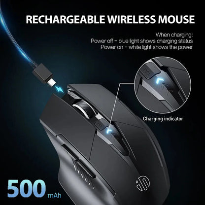 INPHIC F1 2.4G Wireless Mouse, 500mAh Ergonomic Rechargeable, Power Display, Office Home Silent Laptop Desktop Computer Universal