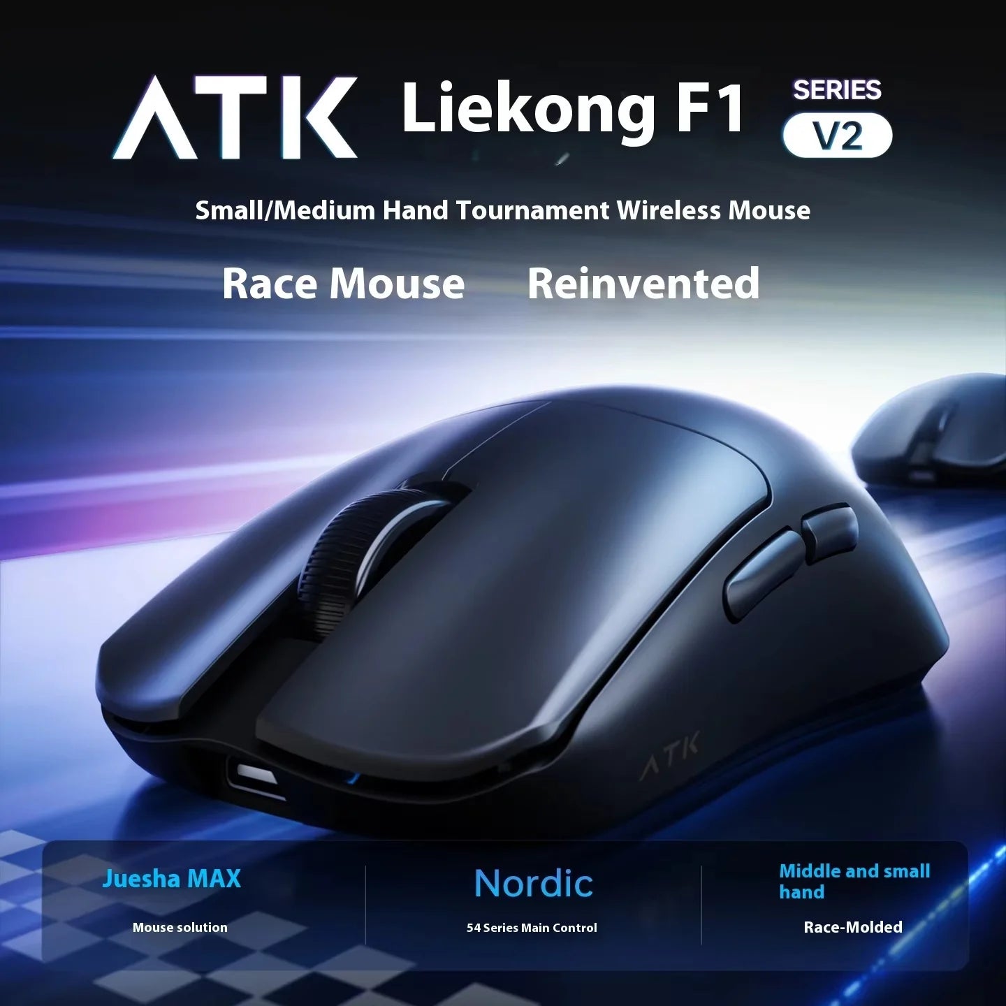 ATK F1 V2 Ultra MAX геймърска мишка, безжична, три режима, PAW3950, двойно 8k, лека ергономична eSports мишка, персонализиран PC аксесоар