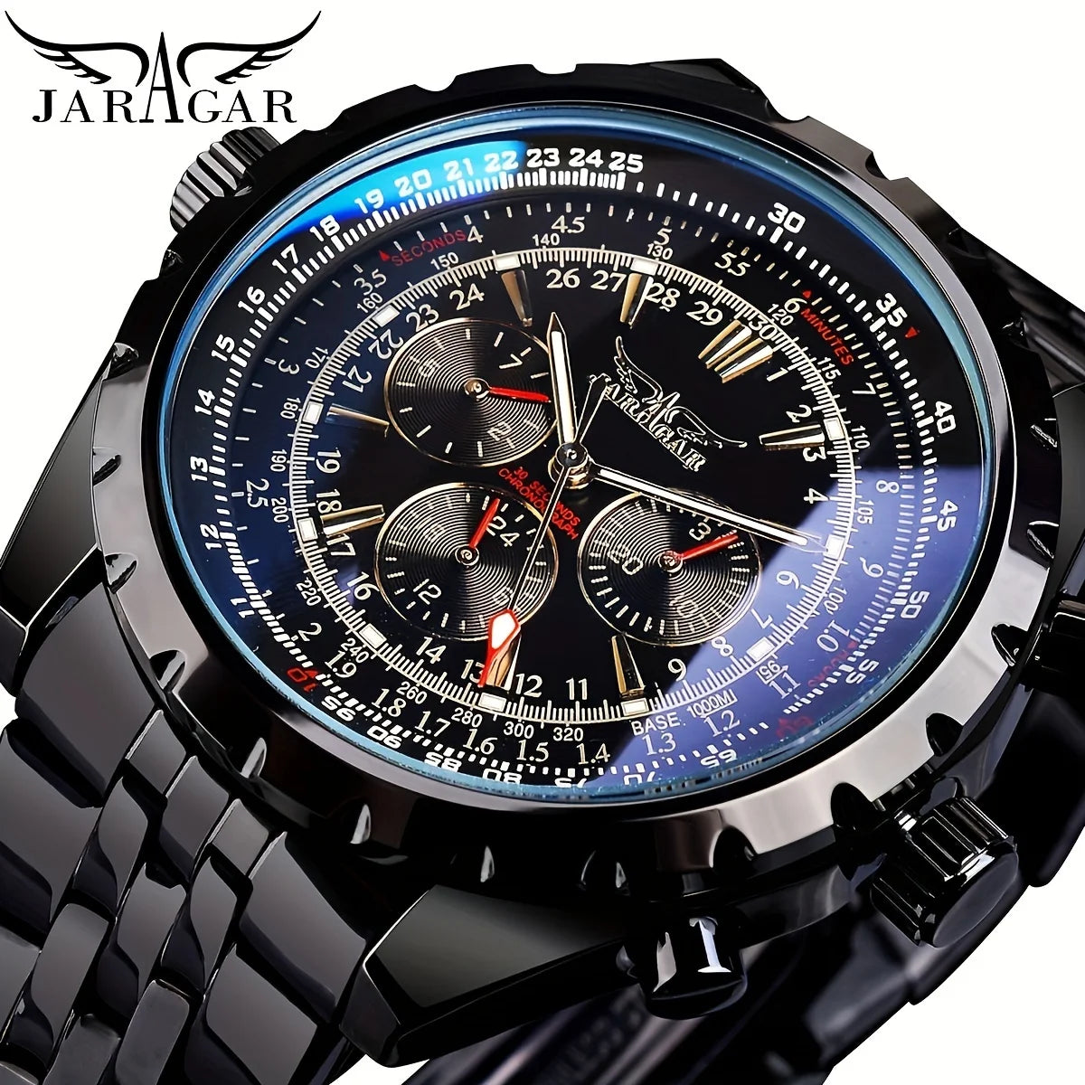 Mechanisch herenhorloge van roestvrij staal — hol ontwerp, grote wijzerplaat
