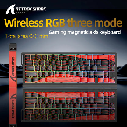 ATTACK SHARK X68HE Magnetic Gaming Keyboard Wired Mechanical Keyboard with Rapid Trigger, 8000Hz Polling Rate, SOCD, RGB Backlit, Hot-Swappable Gaming Keyboard