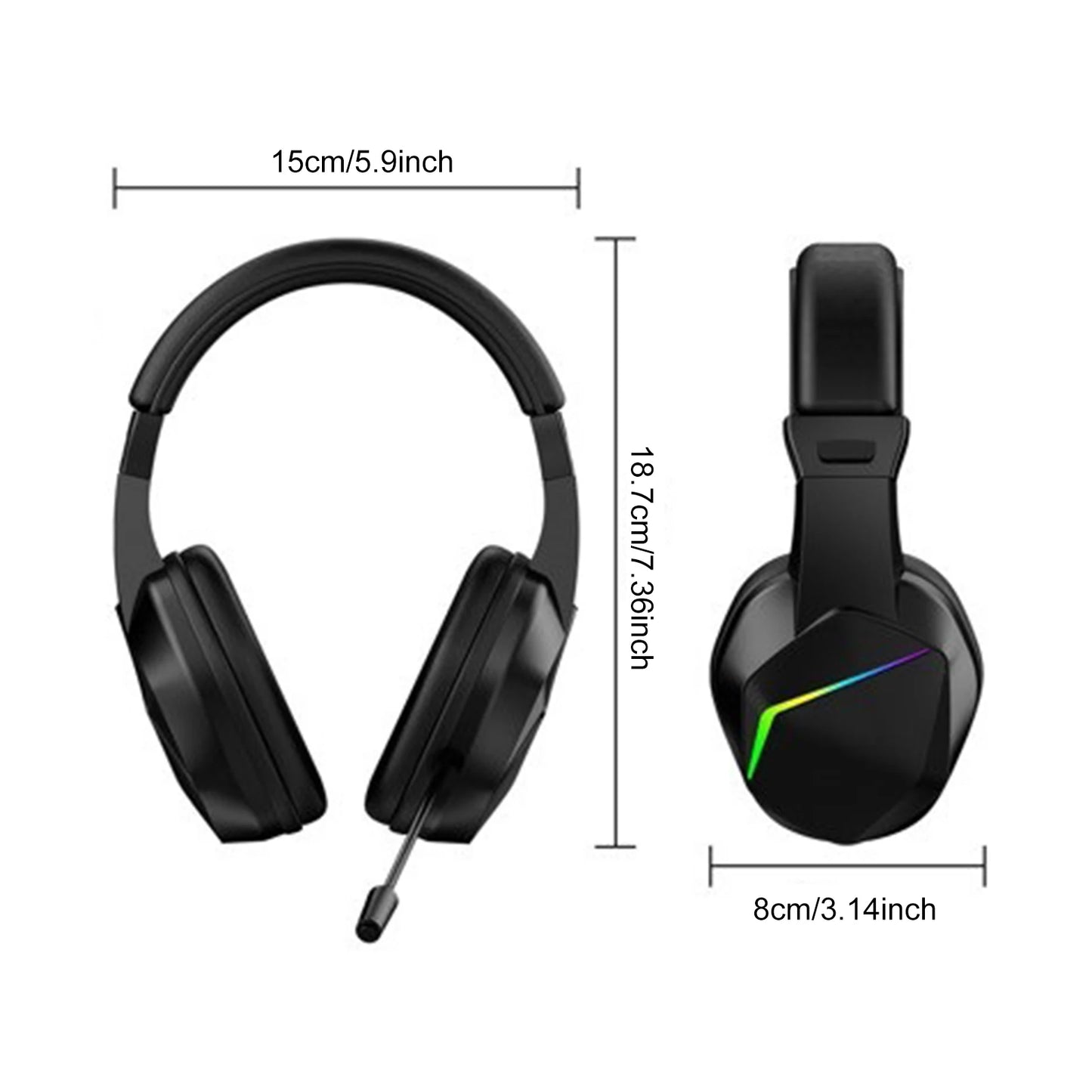 Wireless BT Gaming Headset with LED Lights, Low Latency Gaming Headphones, 40mm Drivers, Over-Ear Wireless Gaming Headset with Microphone