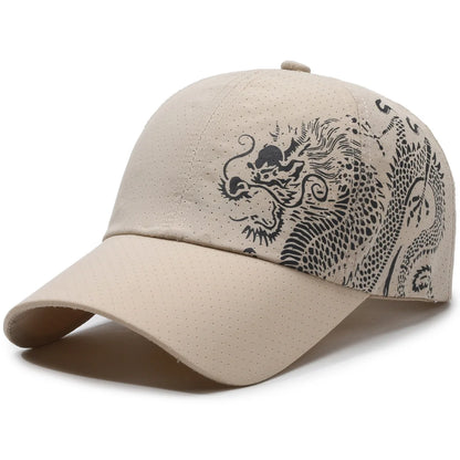 Dragon print baseball cap, summer outdoor sun protection sports quick drying cap, casual men's and women's duckbill cap