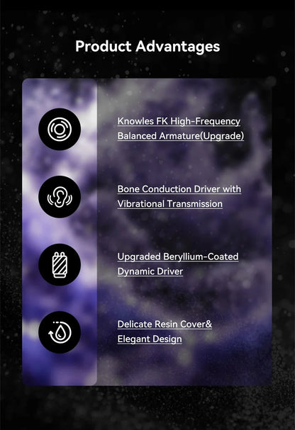 Écouteurs KBEAR KB03 Alkaid HIFI, écouteurs intra-auriculaires trn améliorés avec armature équilibrée Knowles, 1DD + 1BA + 1 à conduction osseuse