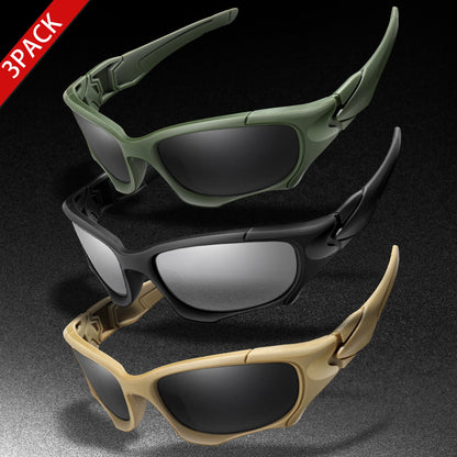 3-PACK Trendy Outdoor Tactics Sports Sunglasses Men and Women Cycling Glasses Driving Camping Travel Colorful Goggles