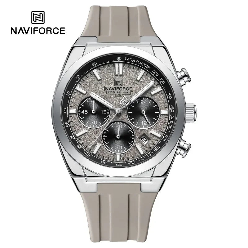 Pánské náramkové hodinky NAVIFORCE – luxusní a sportovní styl, quartzový strojek, 24hodinový displej, okénko s datem, chronograf, vodotěsné – tip na dárek pro muže