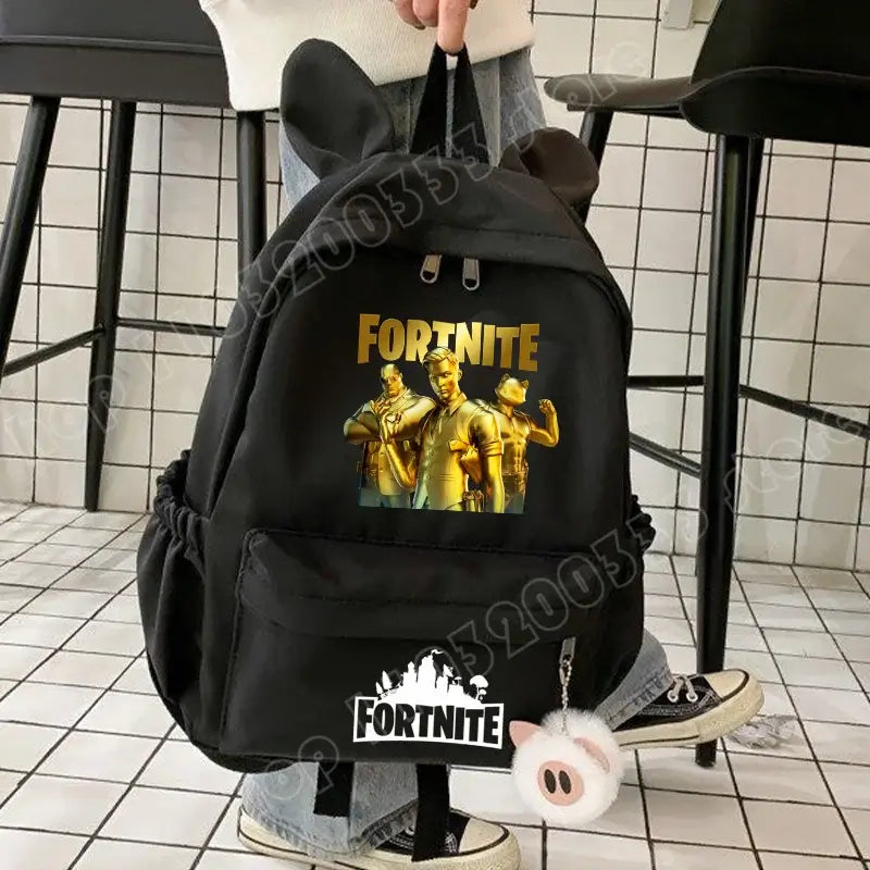 Nauja „Fortnite“ animacinio stiliaus kuprinė berniukams ir mergaitėms, kasdienė mokyklinė kuprinė, didelės talpos mokinio krepšys su triušio ausimis, kelioninė kuprinė, kanceliarinių prekių dovana