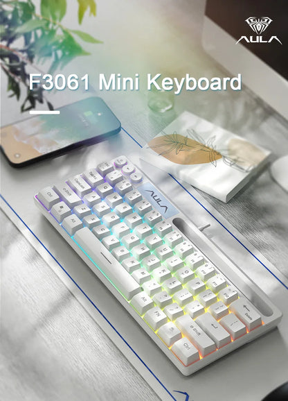 AULA F3061 Wired RGB Gaming Keyboard Membrane Keyboard 60% Gamer PC Keyboard USB Cute Keyboard