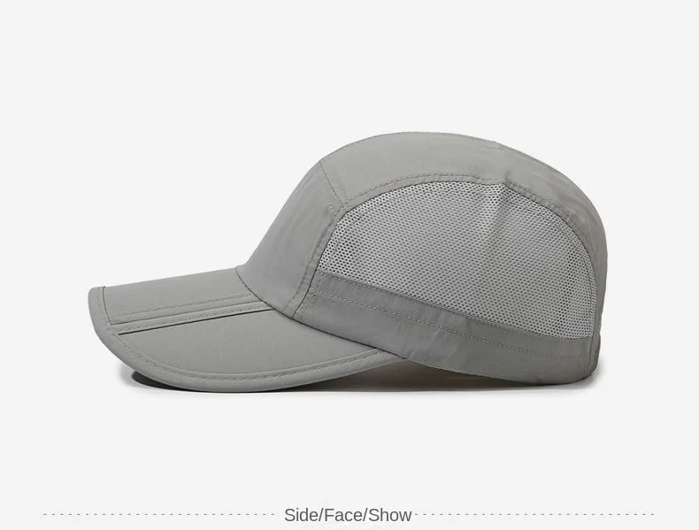 Men Women Quick Dry Baseball Cap Breathable UV Protection Mesh Sun Hat Adjustable Outdoor Sport Caps for Hiking Camping Fishing