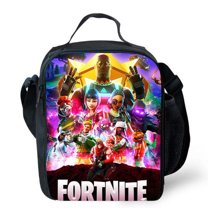 Saco de Almoço Térmico Isolado com Desenho Animado Fofo, Recipiente para Alimentos à Prova de Fugas, Reutilizável, Saco Frigorífico de Almoço Fortnite para Crianças e Estudantes