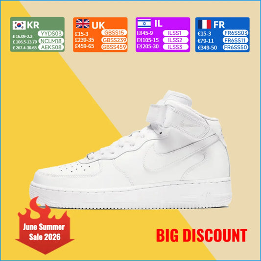 Nike Air Force 1 Mid унисекс маратонки – класическа опора за глезена, мек комфорт за универсално носене през целия ден DD9625-100