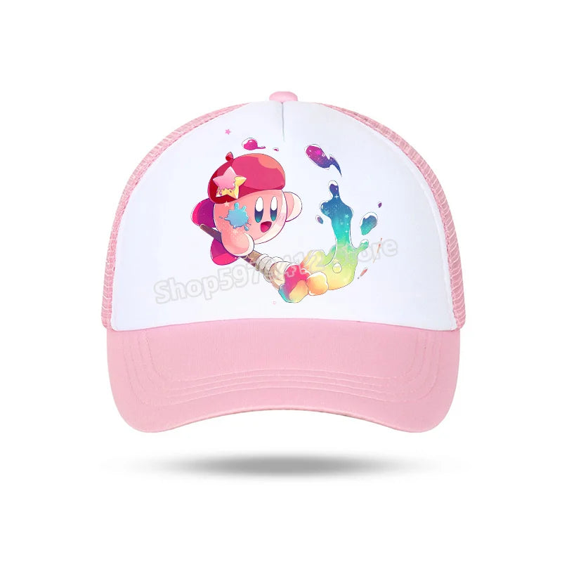 Kirby Summer Baseball Polyester Hats Universal Casual Cap Truck Driver Cartoon Peripheral Items Adult Adjustable Children Action