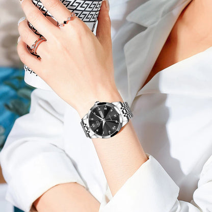 LIGE women’s quartz wristwatch – Elegant and luxurious, displaying the date and day of the week – A simple, water-resistant watch, ideal as a gift for women