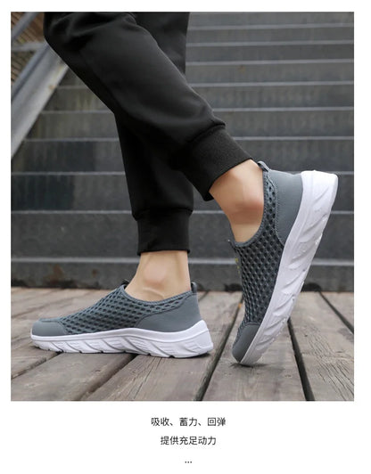 YRZL Lightweight Men's Casual Shoes, Breathable Slip-On Male Casual Sneakers, Anti-Slip Men's Flats, Outdoor Walking Shoes Size 39-46