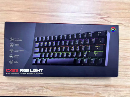 61-Key RGB Backlit Tri-Mode Bluetooth Mechanical Keyboard Dust-Proof Hot-Swappable Wireless Gaming & Office Keyboard for Esports