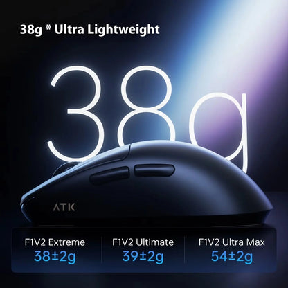 ATK F1 V2 Ultra MAX геймърска мишка, безжична, три режима, PAW3950, двойно 8k, лека ергономична eSports мишка, персонализиран PC аксесоар