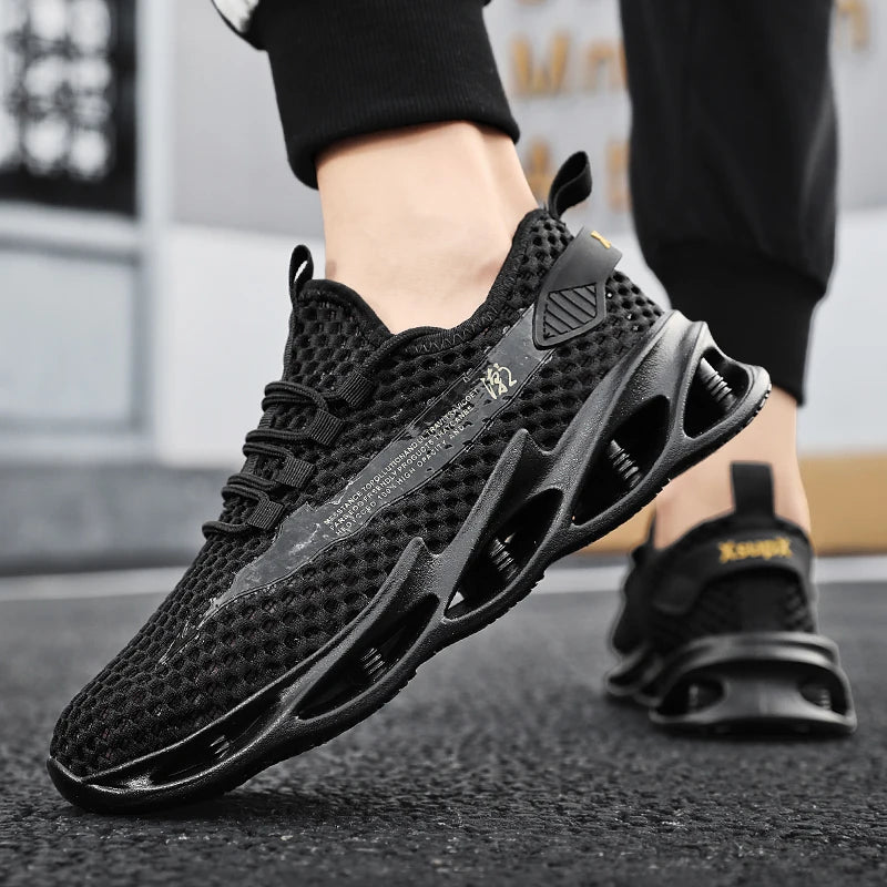 Sommer-sneakers til mænd i mesh, åndbare løbe- og tennissko til udendørs sport, Tenis Masculino, hvide casual vandresko, størrelse