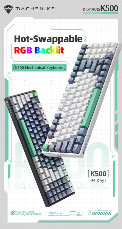MACHENIKE K500-B94 Mechanical Keyboard Wired Gaming Keyboard, 94-Key Hot Swappable RGB Mechanical Keyboard with PBT Keycaps, Compact 90% Gaming Keyboard for PC & Laptop