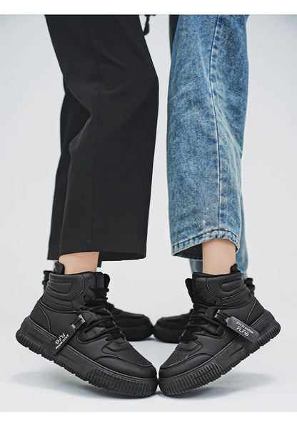 Moderna, avslappnade sneakers, höga skateboardskor, studentkängor för män och kvinnor, trendiga, slitstarka, tvåfärgade, för par