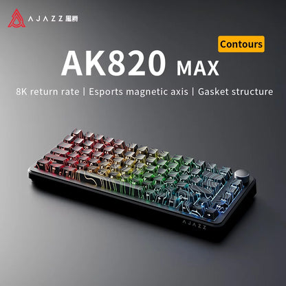 AJAZZ AK820 MAX Magnetic Switch Mechanical Gaming Keyboard, Wired 75% RGB Gasket Mechanical Keyboard with Type-C, Hot-Swappable PBT Keycaps, 8000Hz Polling Rate