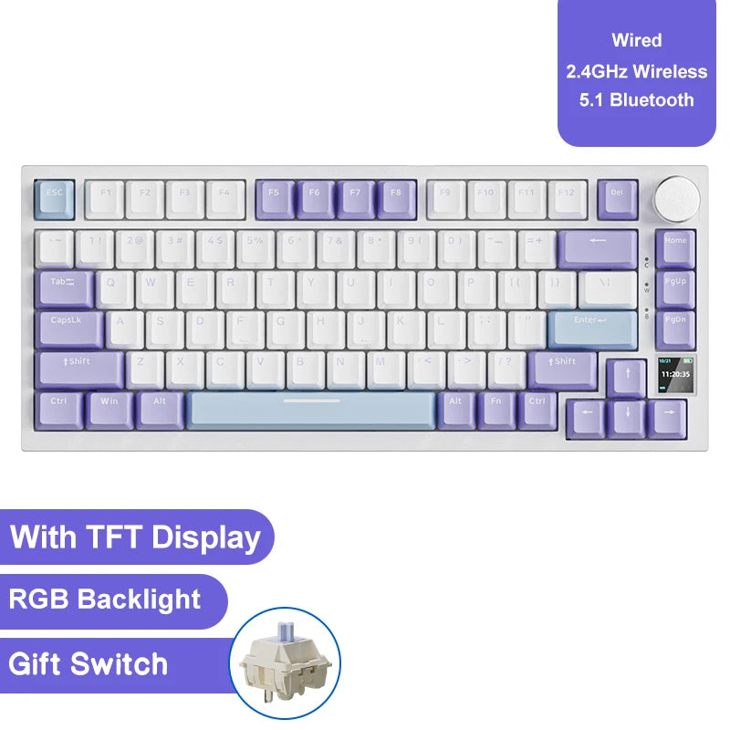 AJAZZ AK820 / AK820Pro Gaming Mechanical Keyboard 75% 82 Keys Wired Single Mode/Bluetooth Wireless Gamer Keyboard for Laptop PC