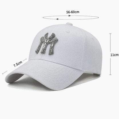 MY Rhinestone-kasket til kvinder – forår og efterår – streetwear, casual, udendørs, Duck Tongue-kasket, mode, alsidig baseballkasket, solskærm