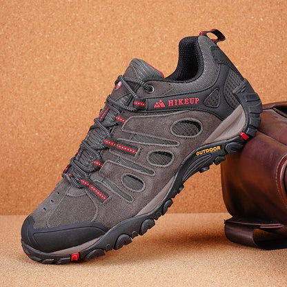 HIKEUP Hiking Shoes Men's Winter Climbing Trekking Sneakers for Men Leather Breathable Outdoor Anti-Skid Sports Work Shoes