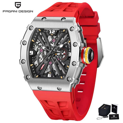 2026 New PAGANI DESIGN Men's Quartz Watches VH65 Movt Skeleton Dial 100M Waterproof Sport Rectangle Sapphire Glass Watch for Men