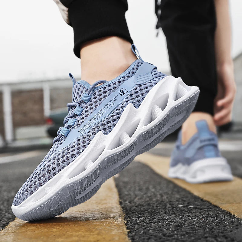 Sommer-sneakers til mænd i mesh, åndbare løbe- og tennissko til udendørs sport, Tenis Masculino, hvide casual vandresko, størrelse