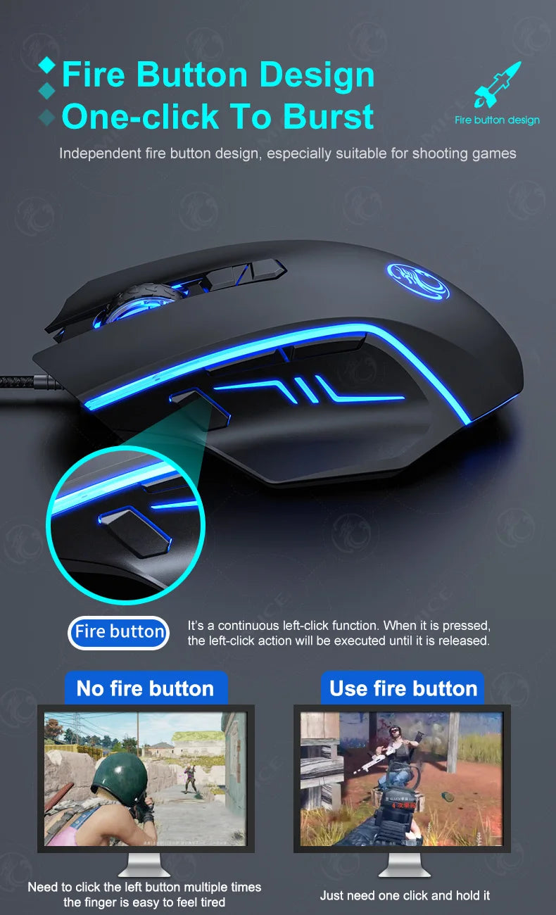 USB Wired Gaming Mouse, RGB Backlit Computer Mice, 8 Keys 7200 DPI High Precision Optical Mouse For Office Laptop Home Computer