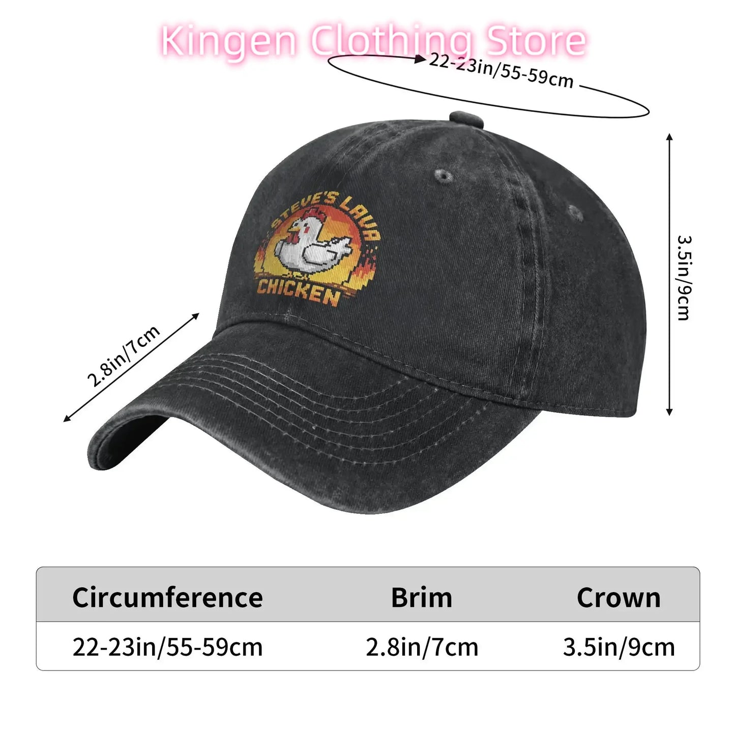 Unisex Chicken Jockey Lava Chicken Print Steves Hat Fashion Distressed Washed  Baseball Cap Adjustable